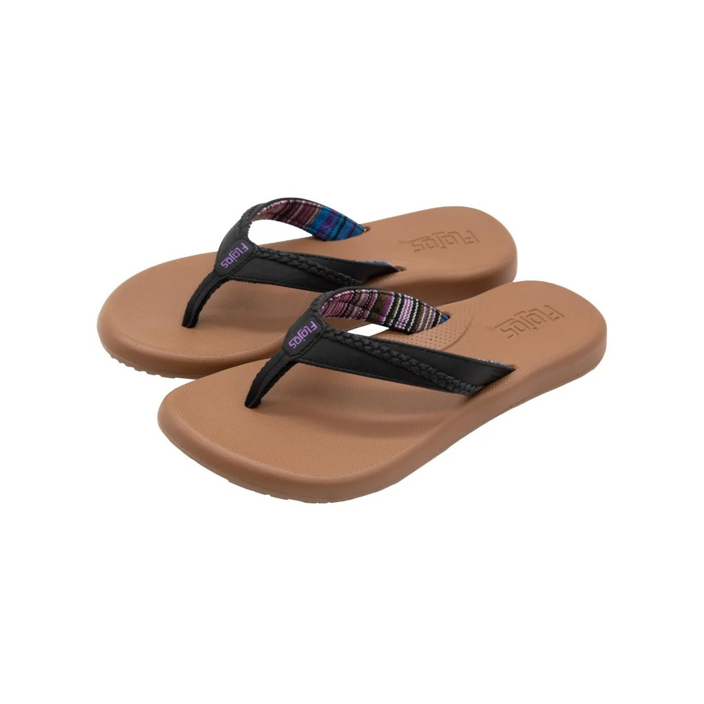 Flojos Women's Flip‎ Flop Sandals Black Tan Size 9